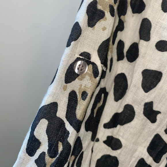 100% Linen Made in Italy Animal Print long sleeve tunic blouse - Picture 4 of 7